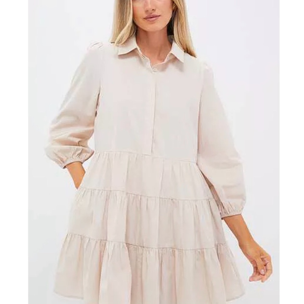 Tuckernuck Pomander Place Cream Long Sleeve Dress